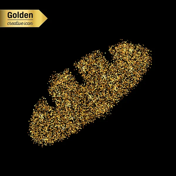 Gold-Glitzervektorsymbol von Brot isoliert auf dem Hintergrund. art creative concept illustration für web, leuchtendes Licht Konfetti, helle Pailletten, glitzerndes Lametta, abstraktes Bling, schimmernder Staub, Folie. — Stockvektor