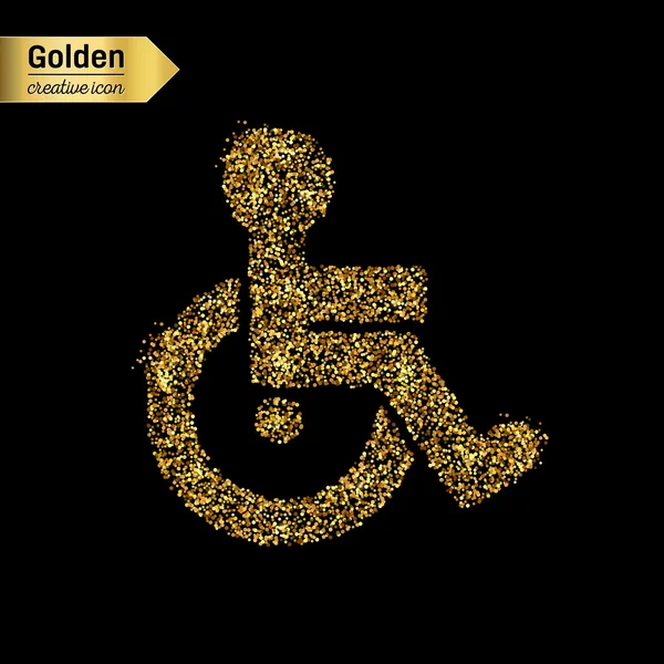 Icône vectorielle paillettes or de fauteuil roulant isolé sur fond. Illustration de concept créatif d'art pour toile, confettis lumineux, paillettes brillantes, tinsel brillant, bling abstrait, poussière scintillante, feuille . — Image vectorielle