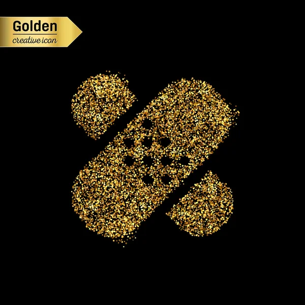 Gold-Glitzervektorsymbol von bandaid isoliert auf dem Hintergrund. art creative concept illustration für web, leuchtendes Licht Konfetti, helle Pailletten, glitzerndes Lametta, abstraktes Bling, schimmernder Staub, Folie. — Stockvektor