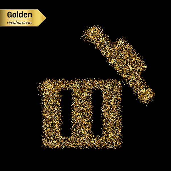 Gold-Glitzervektorsymbol von Mülleimer isoliert auf dem Hintergrund. art creative concept illustration für web, leuchtendes Licht Konfetti, helle Pailletten, glitzerndes Lametta, abstraktes Bling, schimmernder Staub, Folie. — Stockvektor