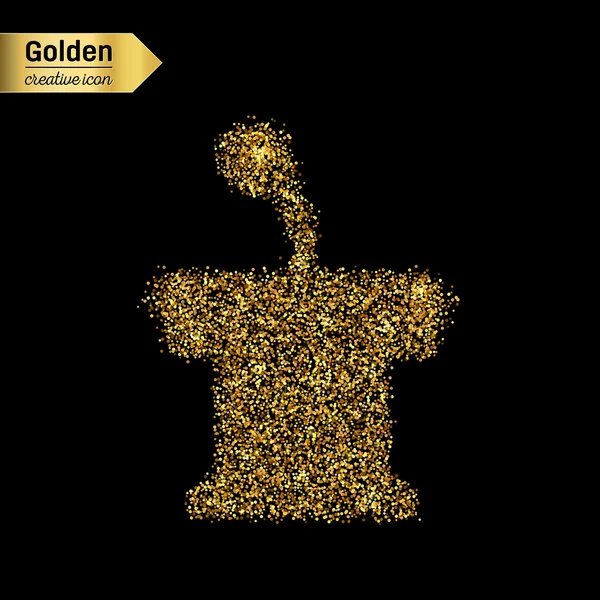 Gold glitter icona vettoriale di oratore sta isolato su sfondo. Arte concetto creativo illustrazione per il web, coriandoli luce bagliore, paillettes luminose, fili di lame scintillante, bling astratto, polvere scintillante, lamina di metallo . — Vettoriale Stock