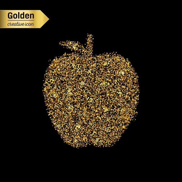 Χρυσά glitter εικονίδιο του φορέα της apple που απομονώνονται σε φόντο. Εικονογράφηση δημιουργικό concept Art για το web, λάμπουν φως κομφετί, φωτεινό πούλιες, πούλιες λάμψη, αφηρημένη bling σκόνη shimmer, φύλλο αλουμινίου. — Διανυσματικό Αρχείο