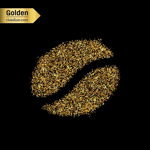 Золотой блеск вектор значок семян кофе изолированы на заднем плане. Творческая концепция иллюстрации для паутины, светящиеся легкие конфетти, яркие блестки, блестящая мишура, абстрактный блеск, мерцающая пыль . — стоковый вектор