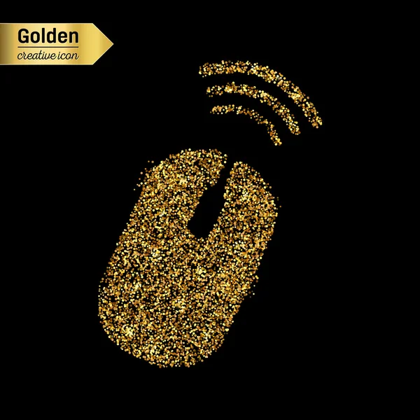 Gold glitter vector icon of wireless isolated on background. Art creative concept illustration for web, glow light confetti, bright sequins, sparkle tinsel, abstract bling, shimmer dust, foil. — Stock Vector