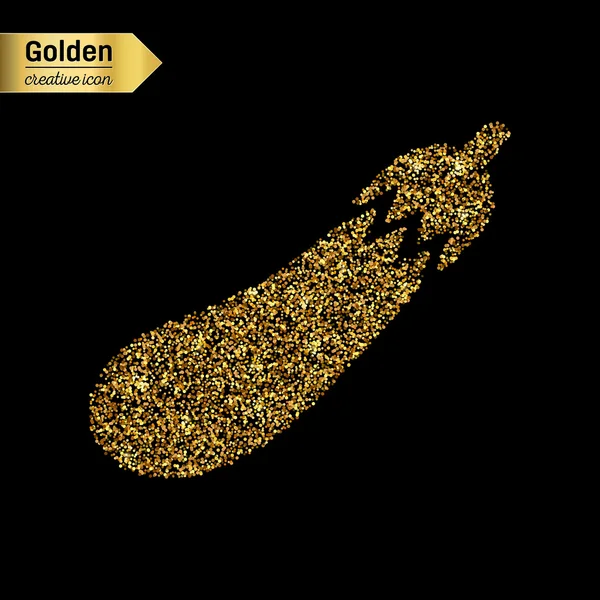 Gold glitter vector icon of courgette isolated on background. Art creative concept illustration for web, glow light confetti, bright sequins, sparkle tinsel, abstract bling, shimmer dust, foil. — Stock Vector