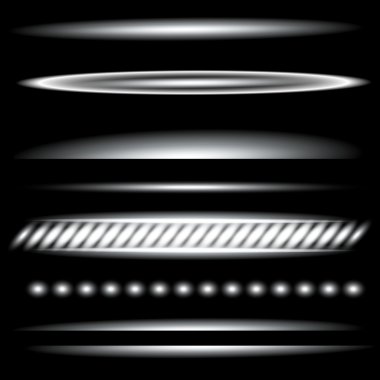 Parlak ışık efektlerinden oluşan yaratıcı bir konsept vektör kümesi siyah arka planda izole edilmiş kıvılcımlarla parlar. Resim tasarımı için, Noel kutlaması için pankart, sihirli ışık ışını.