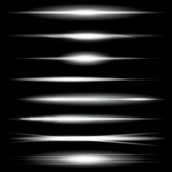 Kreatív koncepció Világító fényeffektus csillagok vektorkészlete fekete alapon izolált szikrákkal pattan ki. Illusztráció sablon művészet design, banner karácsonyra ünnepelni, mágikus flash energia sugár. — Stock Vector