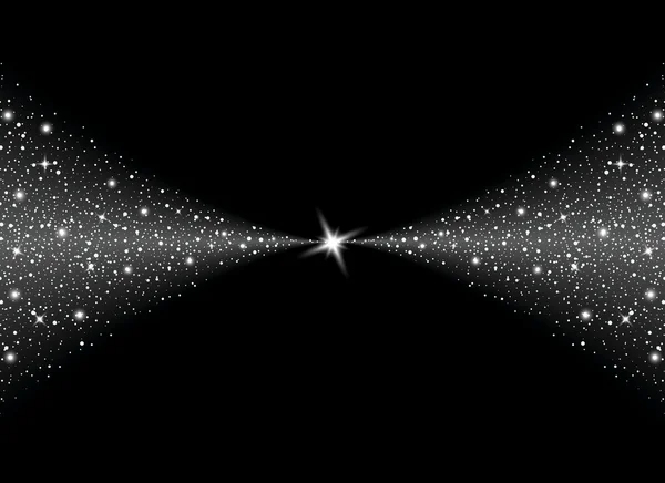 Concepto creativo Conjunto vectorial de estrellas con efecto de luz brillante estalla con destellos aislados sobre fondo negro. Para el diseño de arte de la plantilla de ilustración, banner para celebrar la Navidad, rayo mágico de energía flash. — Vector de stock