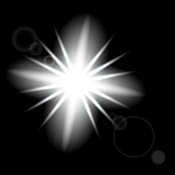 Kreatives Konzept Vektor-Set von Glühlicht-Effekt-Sternen platzt mit Funkeln isoliert auf schwarzem Hintergrund. Zur Illustration Vorlage Art Design, Banner für Weihnachten feiern, Magie Blitz Energie Strahl. — Stockvektor
