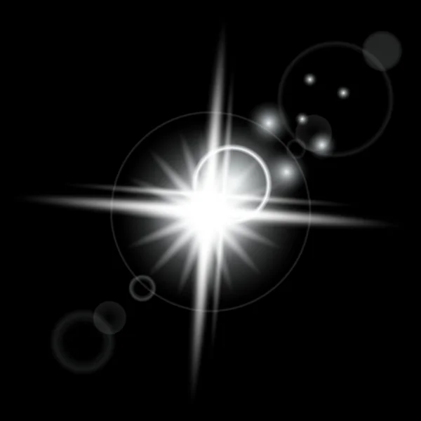 Conceptul creativ Setul Vector de stele cu efect de lumină strălucitoare explodează cu scântei izolate pe fundal negru. Pentru ilustrare șablon de design de artă, banner pentru sărbătorirea Crăciunului, raze magice de energie flash . — Vector de stoc