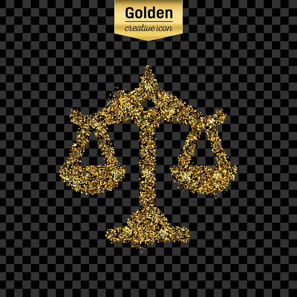 Gold-Glitzervektorsymbol von Waagen isoliert auf dem Hintergrund. art creative concept illustration für web, leuchtendes Licht Konfetti, helle Pailletten, glitzerndes Lametta, abstraktes Bling, schimmernder Staub, Folie. — Stockvektor