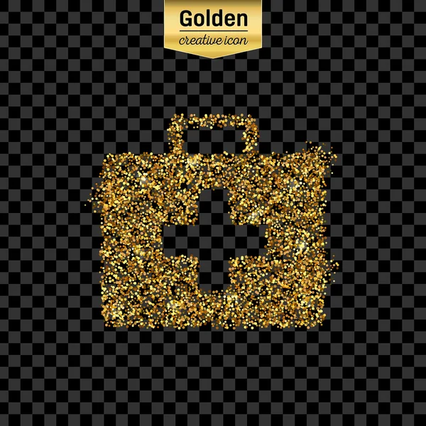 Gouden glitter vector icoon van EHBO geïsoleerd op de achtergrond. Kunst creatief concept illustratie voor het web, gloeien lichte confetti, heldere pailletten, sparkle klatergoud, abstracte bling, shimmer stof, folie. — Stockvector