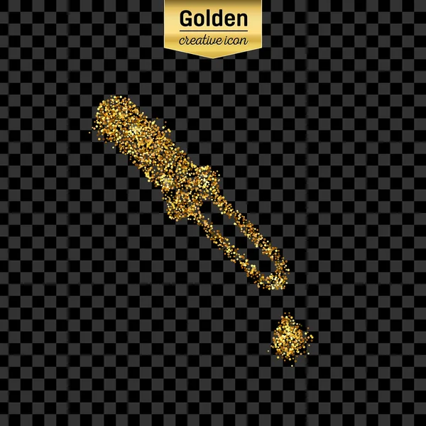 Gouden glitter vector icoon van Dropper geïsoleerd op de achtergrond. Kunst creatief concept illustratie voor het web, gloeien lichte confetti, heldere pailletten, sparkle klatergoud, abstracte bling, shimmer stof, folie. — Stockvector