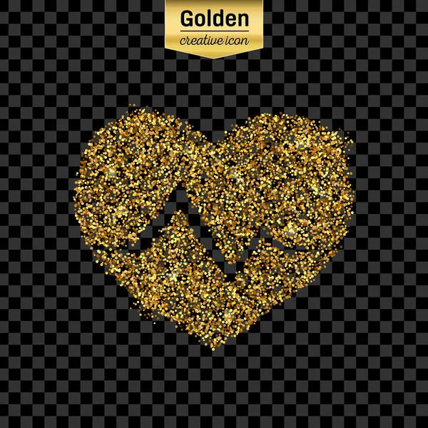 Ícone de vetor de brilho dourado do cardiograma isolado no fundo. Arte criativa conceito ilustração para web, brilho luz confete, lantejoulas brilhantes, cintilante ouropel, bling abstrato, pó brilho, folha . — Vetor de Stock