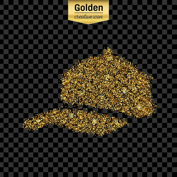 Χρυσά glitter διάνυσμα εικονίδιο του μπέιζ-μπώλ ΚΑΠ απομονώνονται σε φόντο. Εικονογράφηση δημιουργικό concept Art για το web, λάμπουν φως κομφετί, φωτεινό πούλιες, πούλιες λάμψη, αφηρημένη bling σκόνη shimmer, φύλλο αλουμινίου. — Διανυσματικό Αρχείο