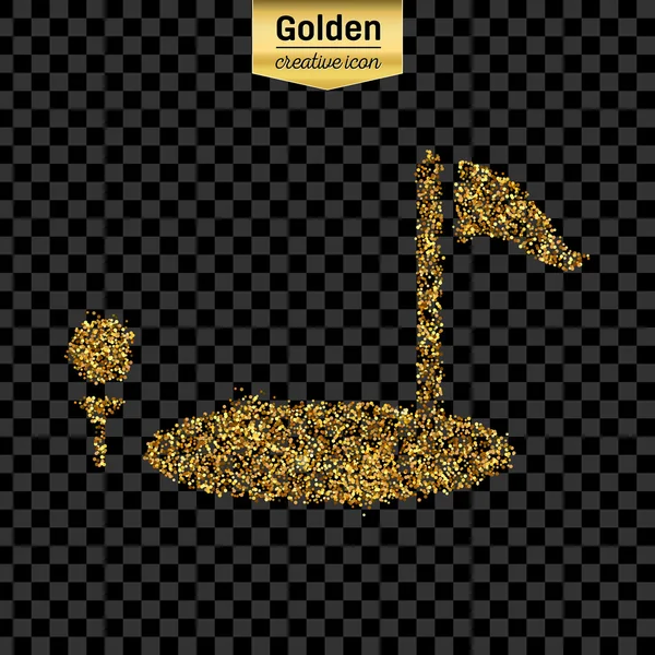 Gold-Glitzervektorsymbol des Golfs isoliert auf dem Hintergrund. art creative concept illustration für web, leuchtendes Licht Konfetti, helle Pailletten, glitzerndes Lametta, abstraktes Bling, schimmernder Staub, Folie. — Stockvektor