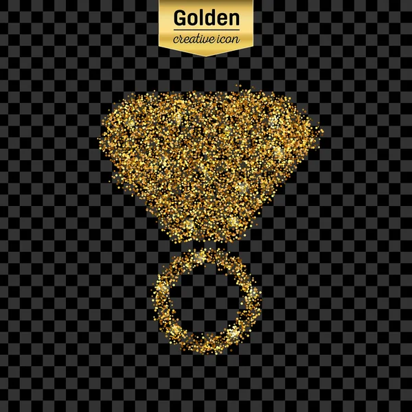 Gold glitter Vektor Symbol des Rings isoliert auf dem Hintergrund. art creative concept illustration für web, leuchtendes Licht Konfetti, helle Pailletten, glitzerndes Lametta, abstraktes Bling, schimmernder Staub, Folie. — Stockvektor