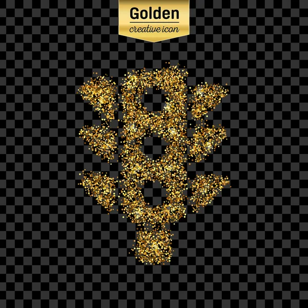 Gouden glitter vector icoon van verkeerslichten geïsoleerd op de achtergrond. Kunst creatief concept illustratie voor het web, gloeien lichte confetti, heldere pailletten, sparkle klatergoud, abstracte bling, shimmer stof, folie. — Stockvector