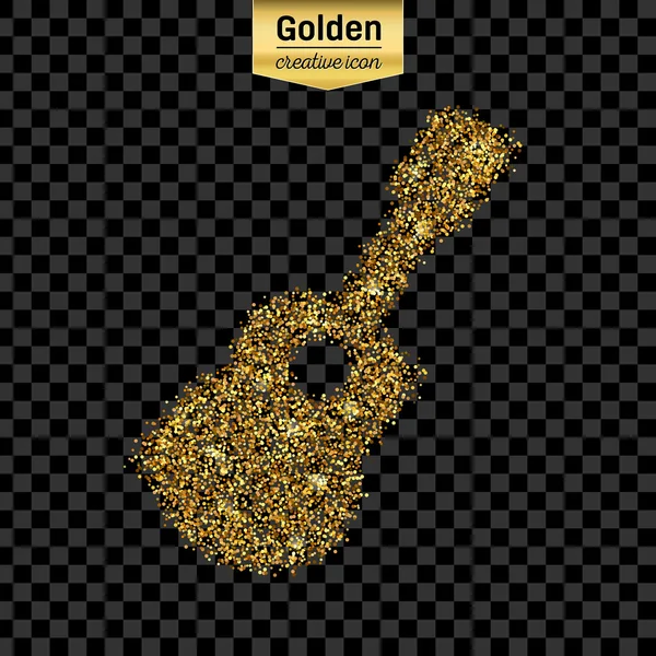 Altın glitter vektör simgesi üzerinde arka izole gitar. Sanat yaratıcı kavram gösterim amacıyla web, parlayan ışık konfeti, parlak pullu, ışıltı tinsel, soyut bling, ışıltı toz, folyo. — Stok Vektör