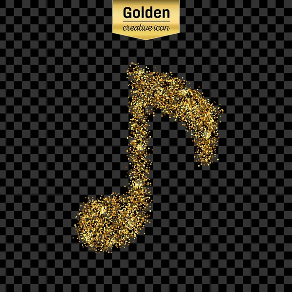 Gouden glitter vector icoon van muzikale toets geïsoleerd op de achtergrond. Kunst creatief concept illustratie voor het web, gloeien lichte confetti, heldere pailletten, sparkle klatergoud, abstracte bling, shimmer stof, folie. — Stockvector
