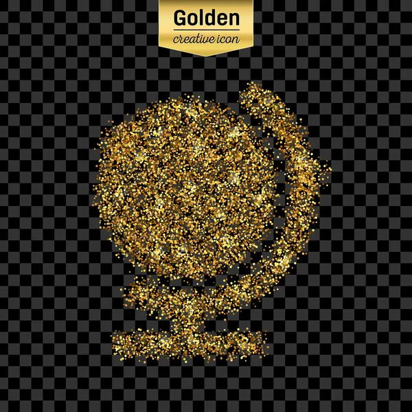 Gold-Glitzervektorsymbol der Weltkugel isoliert auf dem Hintergrund. art creative concept illustration für web, leuchtendes Licht Konfetti, helle Pailletten, glitzerndes Lametta, abstraktes Bling, schimmernder Staub, Folie. — Stockvektor