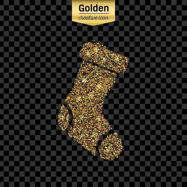 Gold glitter Vektor Symbol der Socke isoliert auf dem Hintergrund. art creative concept illustration für web, leuchtendes Licht Konfetti, helle Pailletten, glitzerndes Lametta, abstraktes Bling, schimmernder Staub, Folie. — Stockvektor