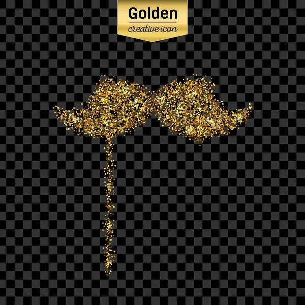 Gouden glitter vector icoon van snor geïsoleerd op de achtergrond. Kunst creatief concept illustratie voor het web, gloeien lichte confetti, heldere pailletten, sparkle klatergoud, abstracte bling, shimmer stof, folie. — Stockvector