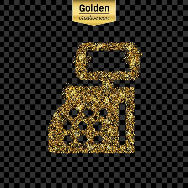Χρυσό γκλίτερ διανυσματική εικόνα της ταμειακή μηχανή που απομονώνονται σε φόντο. Εικονογράφηση δημιουργικό concept Art για το web, λάμπουν φως κομφετί, φωτεινό πούλιες, πούλιες λάμψη, αφηρημένη bling σκόνη shimmer, φύλλο αλουμινίου. — Διανυσματικό Αρχείο