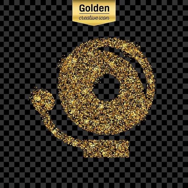 Золотий блиск Векторна ікона шкільного дзвоника ізольовано на фоні. Художня креативна концепція ілюстрація для Інтернету, світиться легкий конфетті, яскраві блискітки, іскровий мішура, абстрактний блиск, мерехтливий пил, фольга . — стоковий вектор