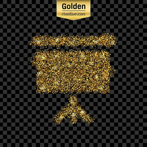 Gouden glitter vector pictogram van een poster geïsoleerd op de achtergrond. Kunst creatief concept illustratie voor het web, gloeien lichte confetti, heldere pailletten, sparkle klatergoud, abstracte bling, shimmer stof, folie. — Stockvector