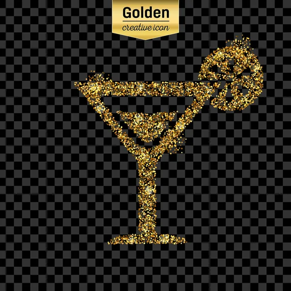 Золотой блеск вектор значок коктейля изолированы на заднем плане. Художественная концепция иллюстрации для паутины, светящиеся легкие конфетти, яркие блестки, блестящая мишура, абстрактный блеск, блестящая пыль, фольга . — стоковый вектор