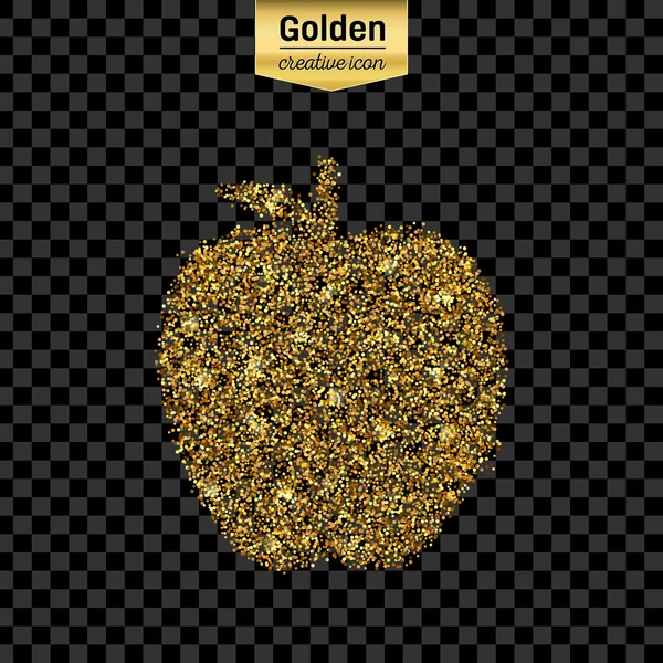 Gold glitter Vektor Symbol von Apfel isoliert auf dem Hintergrund. art creative concept illustration für web, leuchtendes Licht Konfetti, helle Pailletten, glitzerndes Lametta, abstraktes Bling, schimmernder Staub, Folie. — Stockvektor