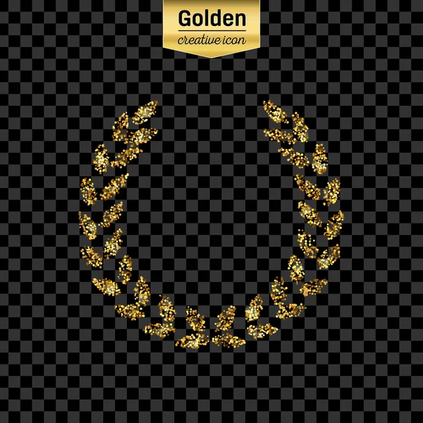 Gold-Glitzervektor Symbol des Lorbeerkranzes isoliert auf dem Hintergrund. art creative concept illustration für web, leuchtendes Licht Konfetti, helle Pailletten, glitzerndes Lametta, abstraktes Bling, schimmernder Staub, Folie. — Stockvektor