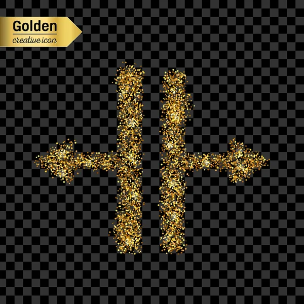 Gouden glitter vector icoon van Splitter geïsoleerd op de achtergrond. Kunst creatief concept illustratie voor het web, gloeien lichte confetti, heldere pailletten, sparkle klatergoud, abstracte bling, shimmer stof, folie. — Stockvector