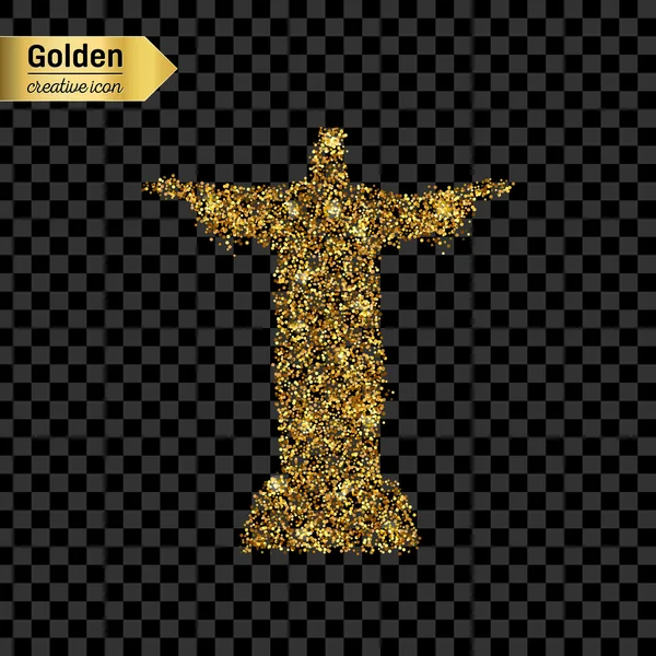 Εικονίδιο του φορέα γκλίτερ χρυσό άγαλμα που απομονώνονται σε φόντο. Εικονογράφηση δημιουργική έννοια τέχνης για το web, λάμπουν φως κομφετί, φωτεινό πούλιες, πούλιες λάμψη, αφηρημένη bling, σκόνη shimmer, φύλλο αλουμινίου. — Διανυσματικό Αρχείο