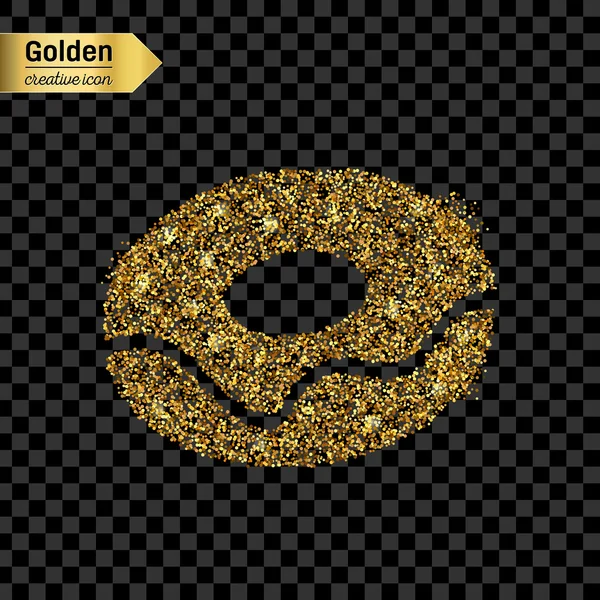 Icono vectorial de brillo dorado de donut aislado en el fondo. Ilustración creativa del concepto del arte para la tela, confeti de la luz brillante, lentejuelas brillantes, oropel del brillo, bling abstracto, polvo del brillo, papel de aluminio . — Archivo Imágenes Vectoriales