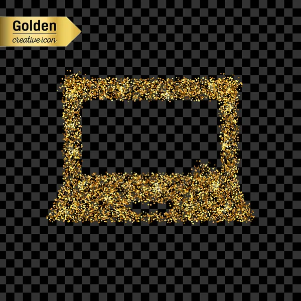 Gold-Glitzervektorsymbol des Notizbuchs isoliert auf dem Hintergrund. art creative concept illustration für web, leuchtendes Licht Konfetti, helle Pailletten, glitzerndes Lametta, abstraktes Bling, schimmernder Staub, Folie. — Stockvektor