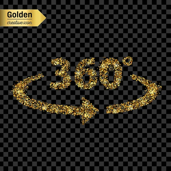 Icône de vecteur de paillettes d'or de 360 degrés isolé sur fond. Illustration de concept créatif d'art pour toile, confettis lumineux, paillettes brillantes, tinsel brillant, bling abstrait, poussière scintillante, feuille . — Image vectorielle