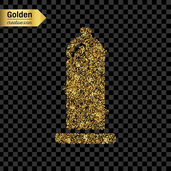 Gold-Glitzervektor-Symbol des Kondoms isoliert auf dem Hintergrund. art creative concept illustration für web, leuchtendes Licht Konfetti, helle Pailletten, glitzerndes Lametta, abstraktes Bling, schimmernder Staub, Folie. — Stockvektor