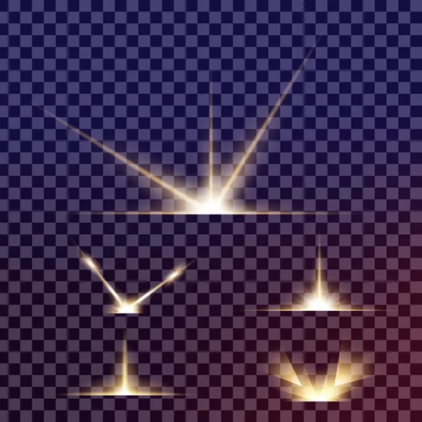 Concepto creativo Conjunto vectorial de estrellas con efecto de luz brillante estalla con destellos aislados sobre fondo negro. Para el diseño de arte de la plantilla de ilustración, banner para celebrar la Navidad, rayo mágico de energía flash — Archivo Imágenes Vectoriales