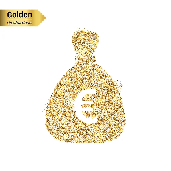 Oro glitter icona della borsa soldi — Vettoriale Stock