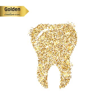 Altın glitter vektör simgesi üzerinde arka izole diş. Sanat yaratıcı kavram gösterim amacıyla web, parlayan ışık konfeti, parlak pullu, ışıltı tinsel, soyut bling, ışıltı toz, folyo.