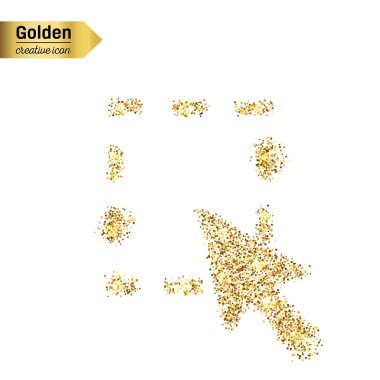 Altın glitter vektör simgesi üzerinde arka izole fare imleç. Sanat yaratıcı kavram gösterim amacıyla web, parlayan ışık konfeti, parlak pullu, ışıltı tinsel, soyut bling, ışıltı toz, folyo.