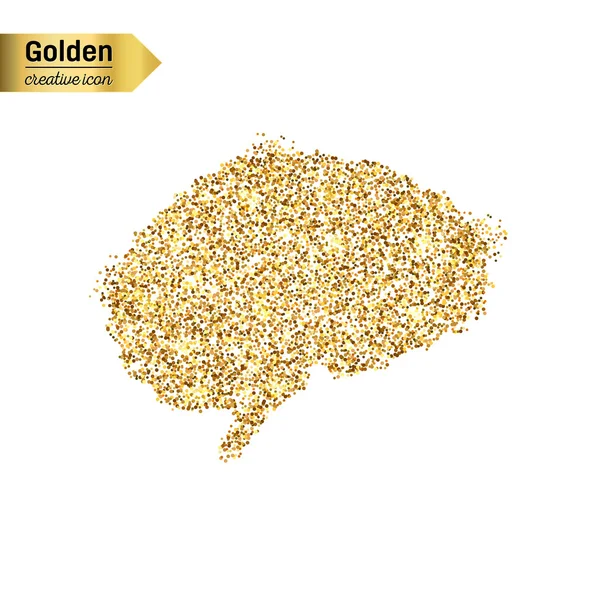 Gouden glitter vector icoon van hersenen geïsoleerd op de achtergrond. Kunst creatief concept illustratie voor het web, gloeien lichte confetti, heldere pailletten, sparkle klatergoud, abstracte bling, shimmer stof, folie. — Stockvector