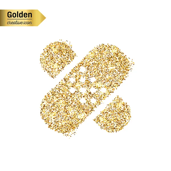 Gold-Glitzervektorsymbol von bandaid isoliert auf dem Hintergrund. art creative concept illustration für web, leuchtendes Licht Konfetti, helle Pailletten, glitzerndes Lametta, abstraktes Bling, schimmernder Staub, Folie. — Stockvektor