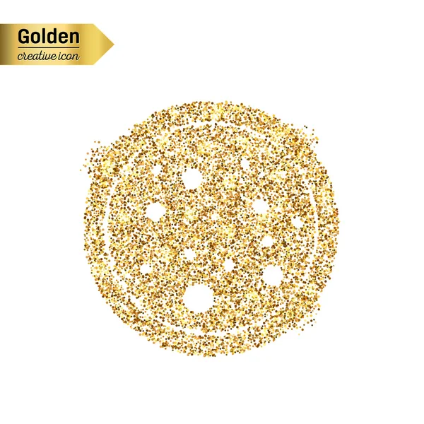 Gold-Glitzervektorsymbol der Pizza isoliert auf dem Hintergrund. art creative concept illustration für web, leuchtendes Licht Konfetti, helle Pailletten, glitzerndes Lametta, abstraktes Bling, schimmernder Staub, Folie. — Stockvektor