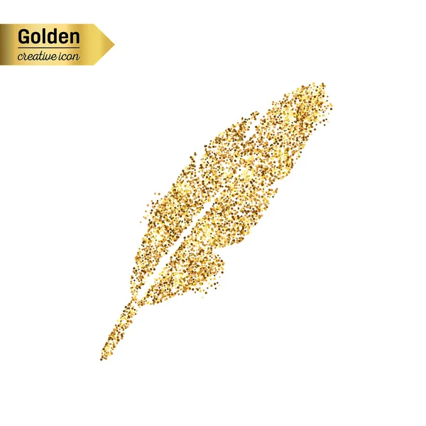 Gold-Glitzervektorsymbol der Gänsekiel isoliert auf dem Hintergrund. art creative concept illustration für web, leuchtendes Licht Konfetti, helle Pailletten, glitzerndes Lametta, abstraktes Bling, schimmernder Staub, Folie. — Stockvektor