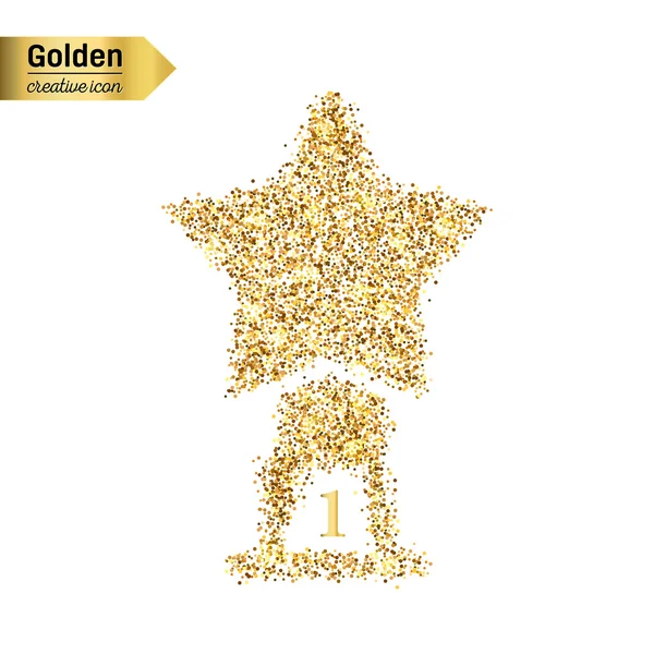 Icona vettoriale glitter oro di statuetta isolata su sfondo. Arte concetto creativo illustrazione per il web, coriandoli luce bagliore, paillettes luminose, fili di lame scintillante, bling astratto, polvere scintillante, lamina di metallo . — Vettoriale Stock