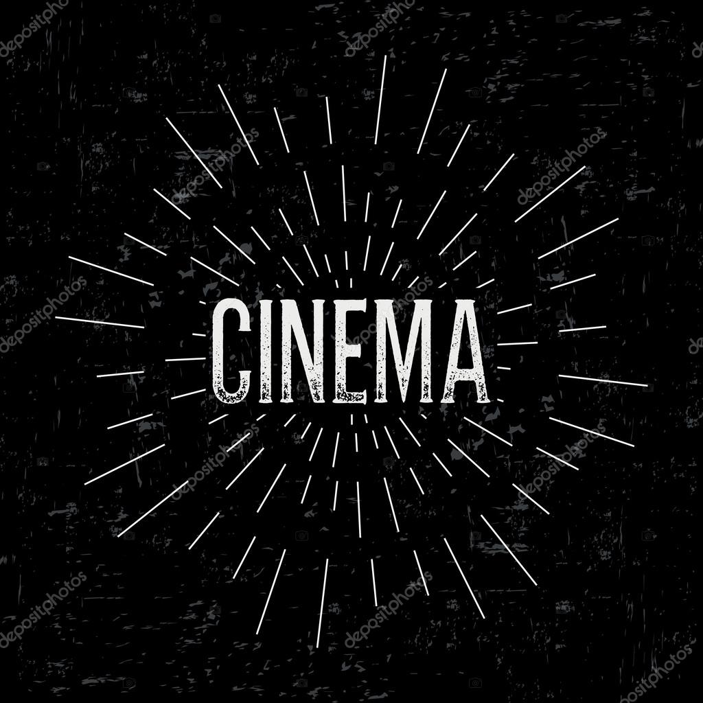 Abstract creative vector design layout with text - cinema. Vintage concept background, art template, retro elements, logo, labels, layout, badge, old banner, card. Hand made typography word.