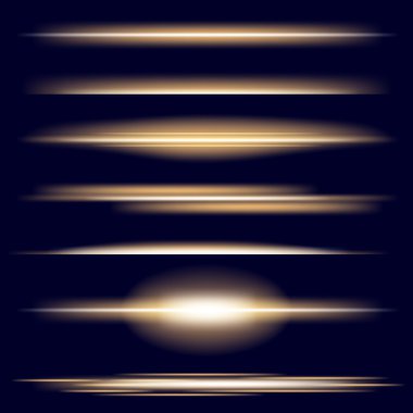 Parlak ışık efektlerinden oluşan yaratıcı bir konsept vektör kümesi siyah arka planda izole edilmiş kıvılcımlarla parlar. Resim tasarımı için, Noel kutlaması için pankart, sihirli ışık ışını